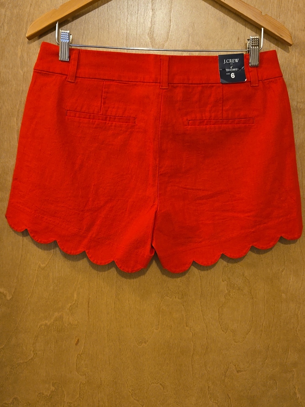 J. Crew Red Linen Scalloped Shorts NWT - Picture 3 of 6